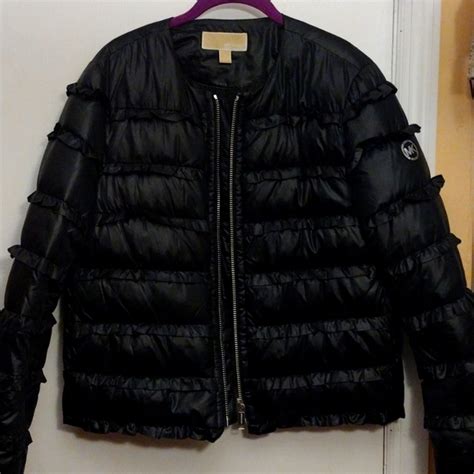 michael michael kors ruffled puffer jacke|michael kors lightweight puffer jacket.